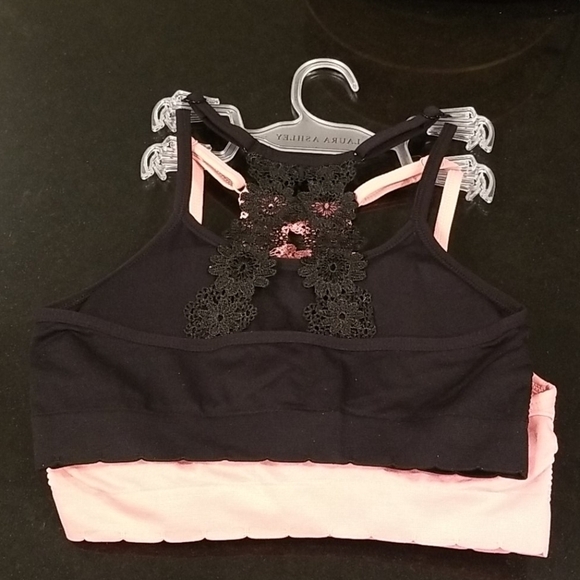 💕LAURA ASHLEY💕 Lace Back Bralettes (2 Pack) Pink & Black Small S NWT - Picture 6 of 12
